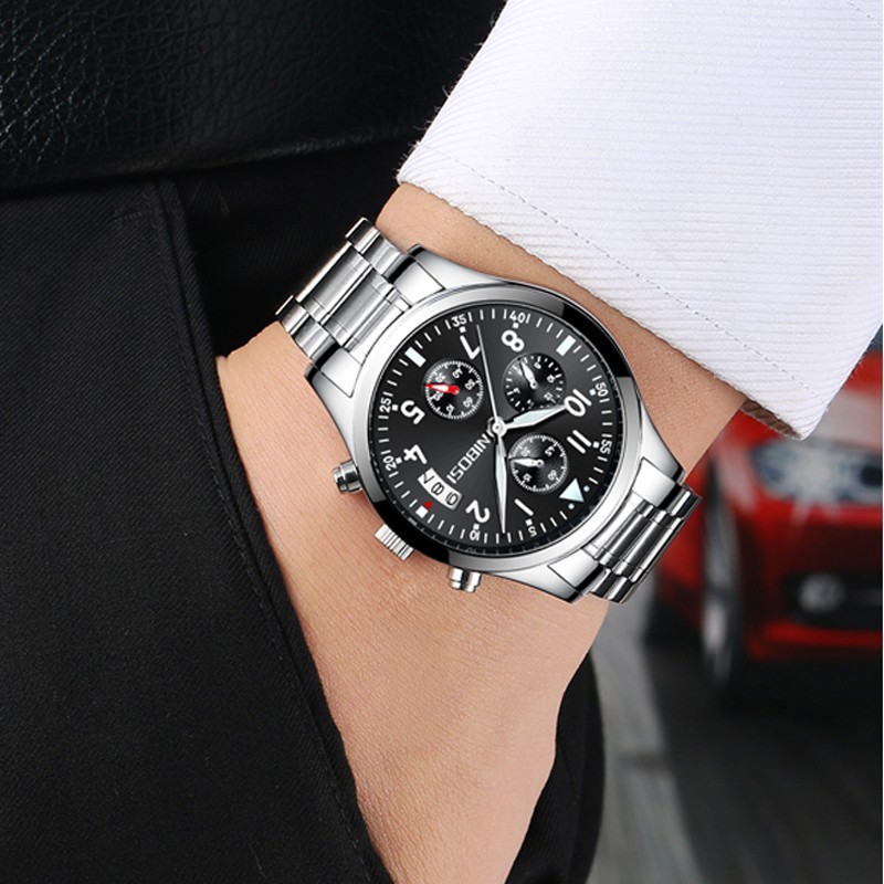 Đồng hồ nam NIBOSI 2303 dây thép đúc chạy 6 kim năng động | BigBuy360 - bigbuy360.vn