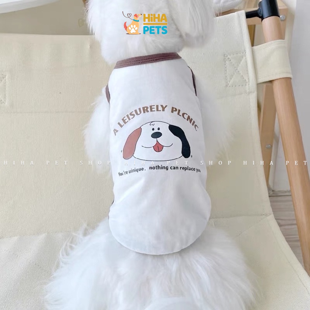 Áo Thun Cho Chó Mèo Vải Cotton Mát Mẻ Quần Áo Thú Cưng Ba Lỗ Mùa Hè Dễ Thương Hihapet.
