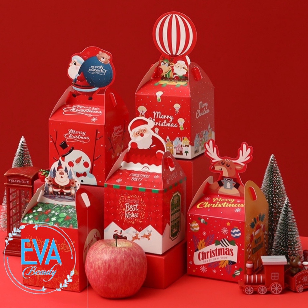 Combo 15 Hộp Đựng Quà Giáng Sinh Hoạ Tiết Noel Ấm Áp Gồm 3 Mẫu Khác Nhau M3537