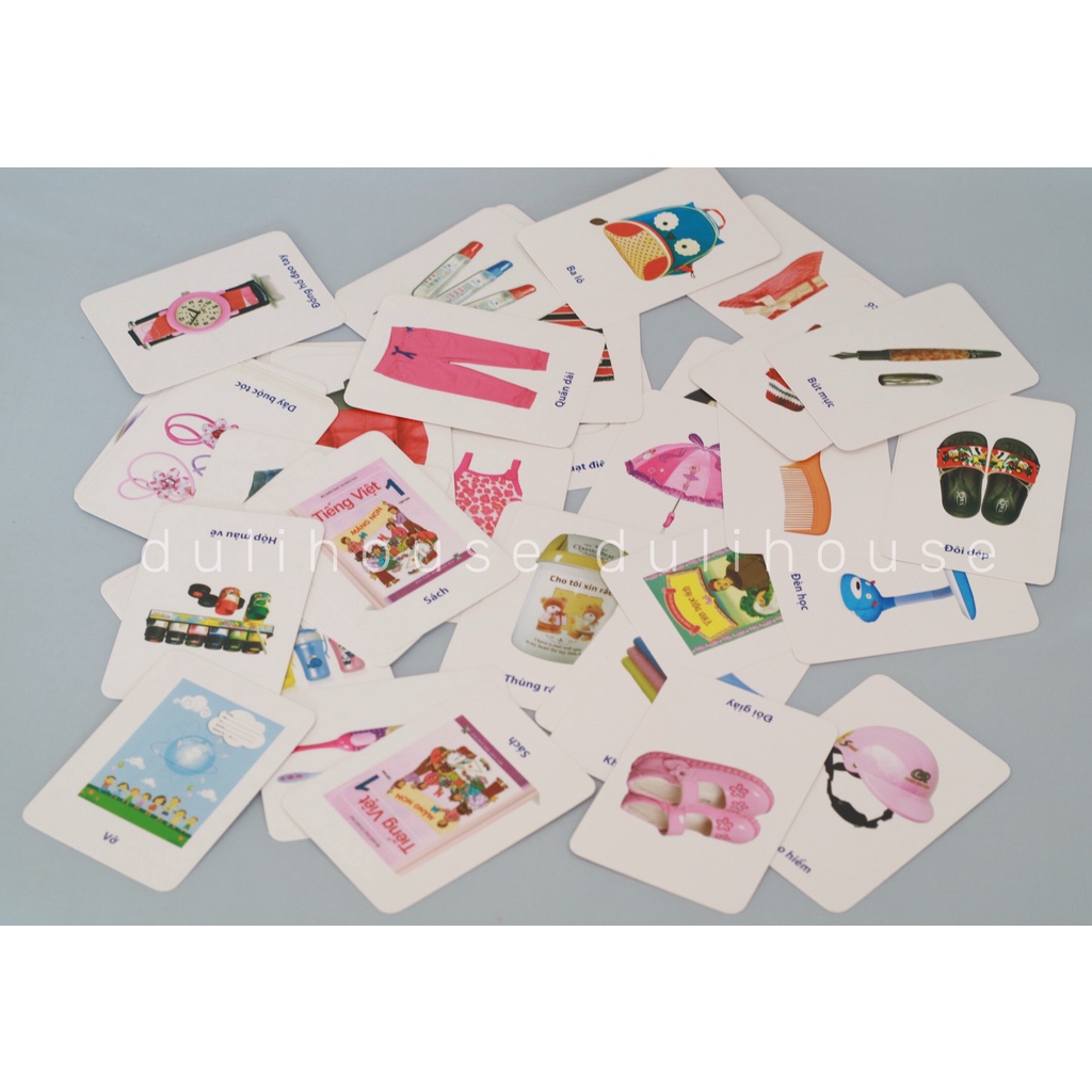 Flashcard học từ vựng – chủ đề đồ vật, hình ảnh quen thuộc, bé dễ dàng nhận biết &amp; ghi nhớ, hàng Việt Nam chất lượng cao