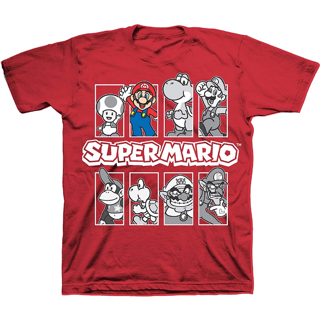 Áo Thun Tay Ngắn In Hình Mario Dễ Thương Cho Bé Trai