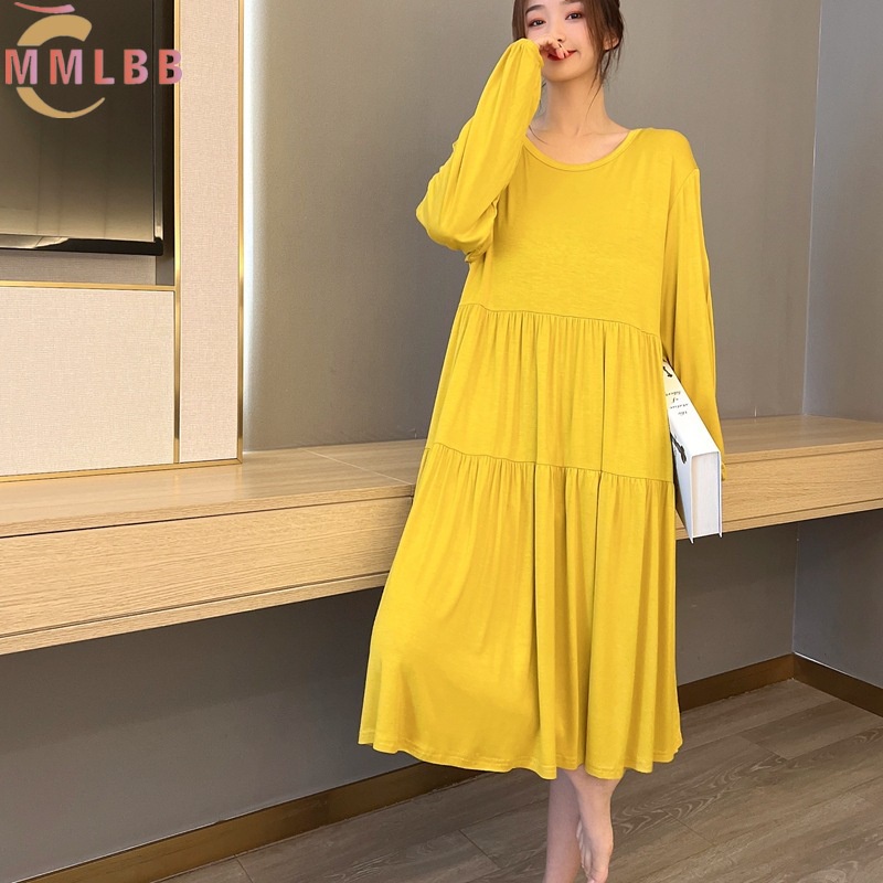 Đồ ngủ cotton Cổ Tròn Tay Dài Dáng Rộng Xinh Xắn Cho Nữ