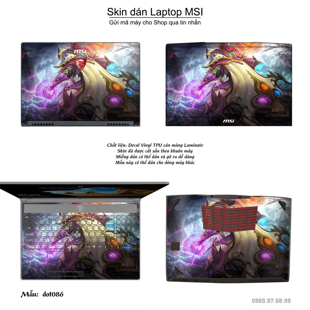 Skin dán Laptop MSI in hình Dota 2 nhiều mẫu 15 (inbox mã máy cho Shop)