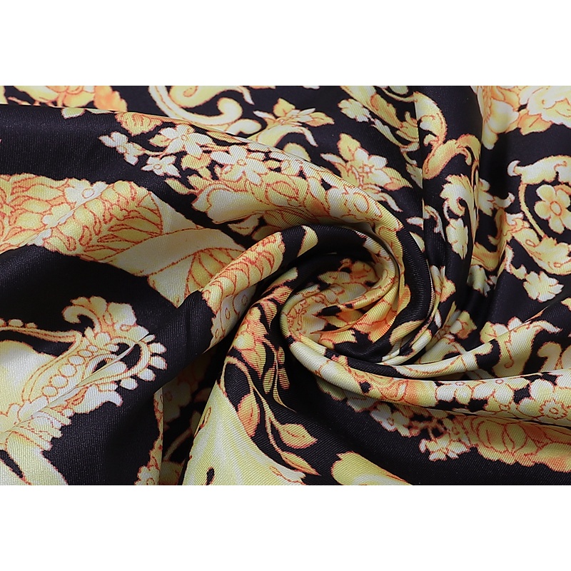 Áo Sơ Mi Tay Ngắn In Họa Tiết Phối Màu Vàng Đen Thời Trang Sang Trọng Thương Hiệu VERSACE Dành Cho Nam