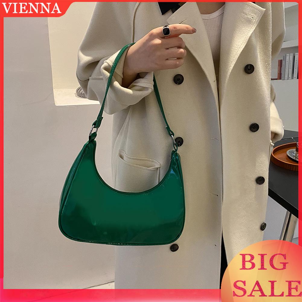 Túi xách da bóng màu trơn thiết kế đơn giản cho phái nữ