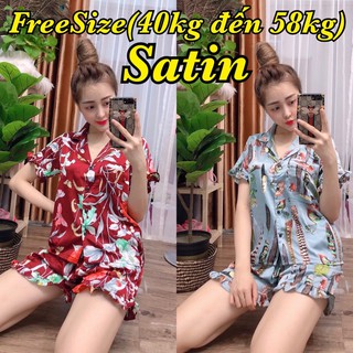 Đồ bộ pijama satin bèo - tay ngắn quần đùi