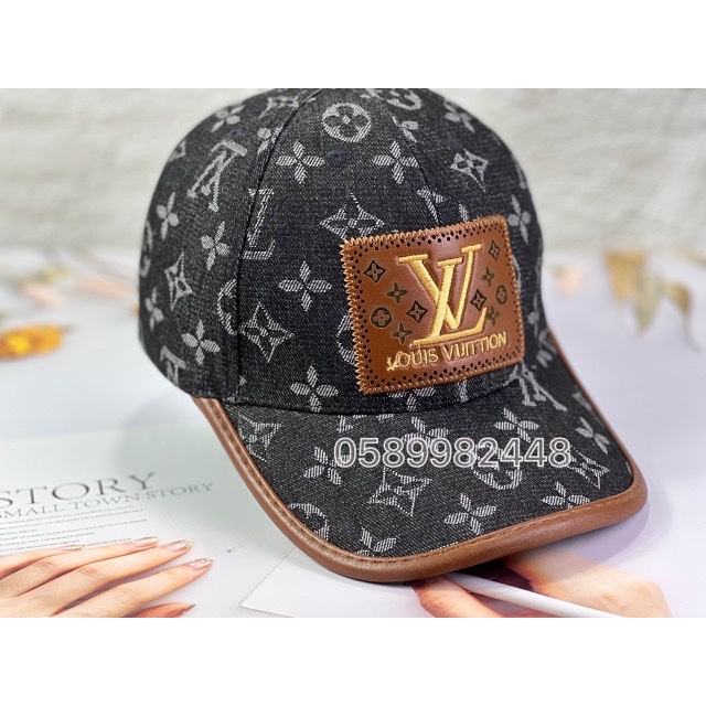 Nón kết lưỡi trai vải JEANS phối da logo nâu v.l.l cao cấp vải dày from chuẩn (Siêu rẻ 1996)