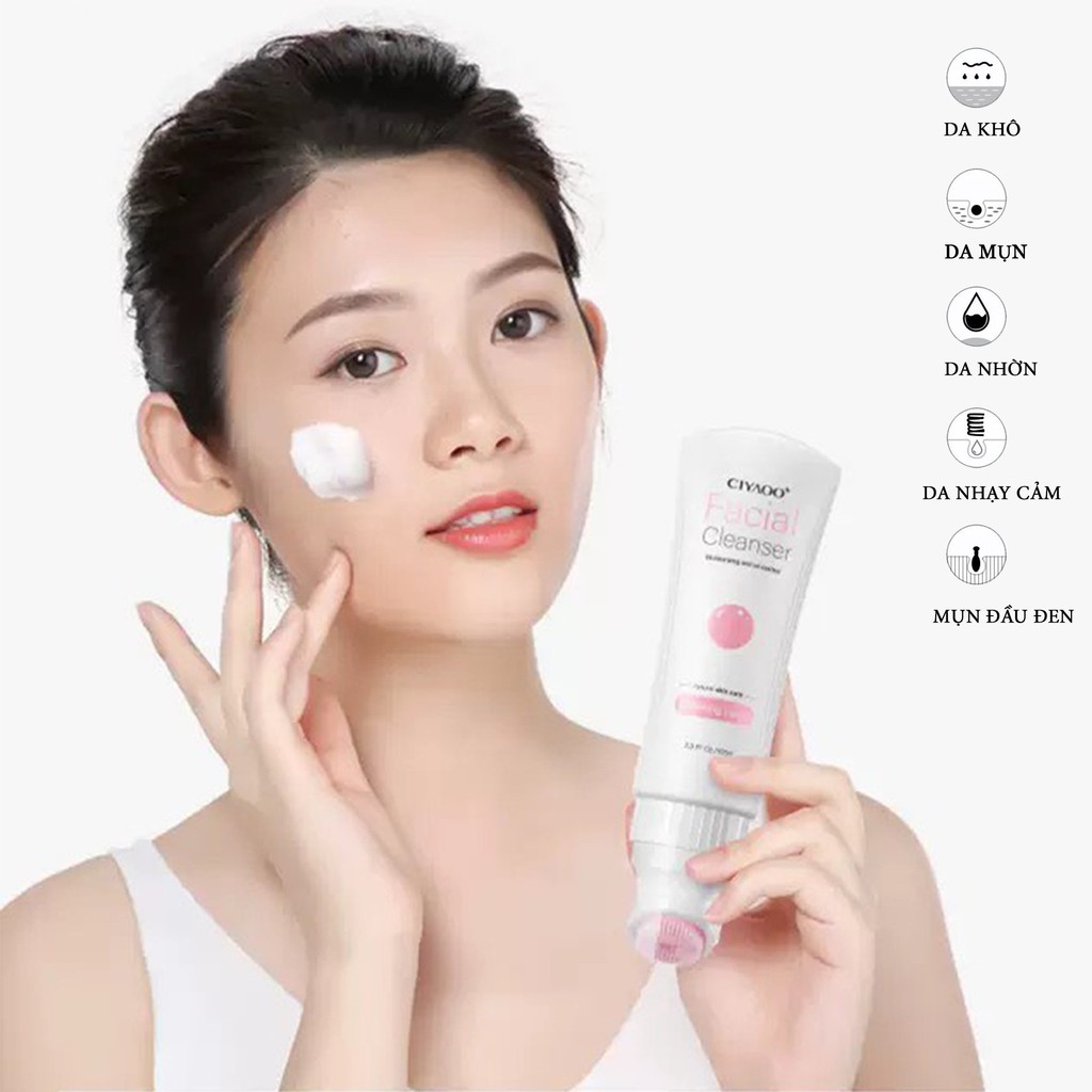 💝FREESHIP💝 Sữa Rửa Mặt Sạch Sâu, Giảm Mụn Đầu Đen CIYAOO + Kèm Đầu Massage Mặt Silicon 100g | BigBuy360 - bigbuy360.vn