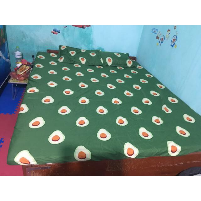 Bộ ra nệm quả bơ - 1 drap 1m6 1m8 kèm 2 áo gối nằm 45 x 65 cm- CAISHOPQUEN