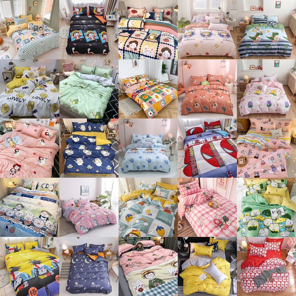 Bộ chăn ga gối đệm Cotton Poly nhập khẩu Hàn Quốc nhiều mẫu, drap giường bedding (Chọn Mẫu Ib Shop)