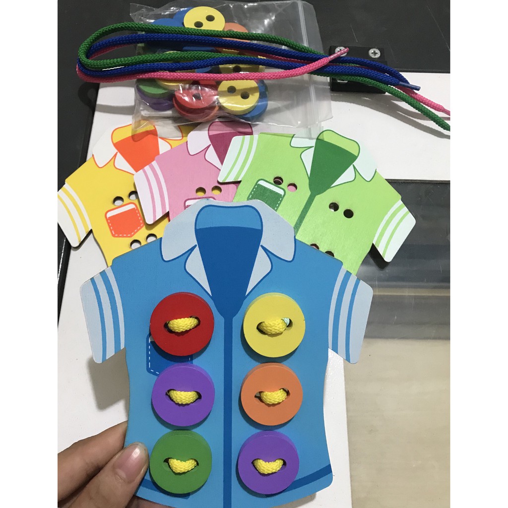 Đồ Chơi Giáo Dục Montessori, Áo Sâu Khuy Áo Mini Giúp Bé Gái Có Đôi Tay Bé Khéo Léo