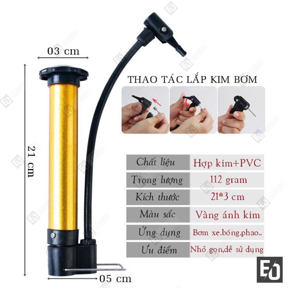 Bơm Mini Cầm Tay Đa Năng Nhỏ Gọn Tặng Kim Bơm Xe Đạp Bóng Đá,Bóng Bay,