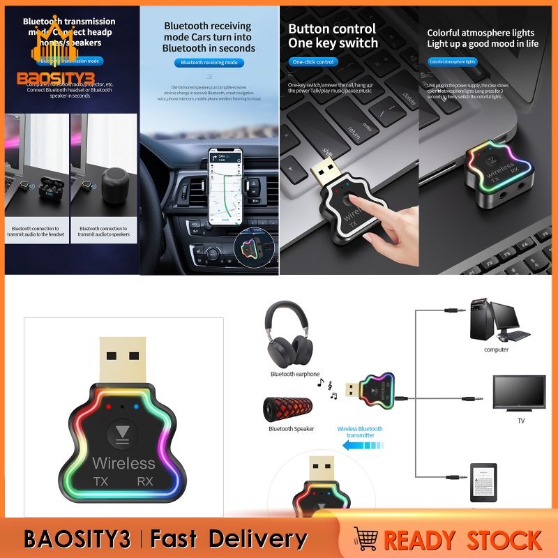 [baosity3]M10 USB Bluetooth 5.0 Transmitter and Receiver Hands-Free Car Kit For TV Car