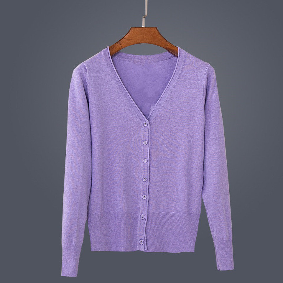 Áo Cardigan Dệt Kim Tay Dài Dáng Rộng Cổ Chữ V Màu Sắc Thanh Lịch Size XXL-6XL