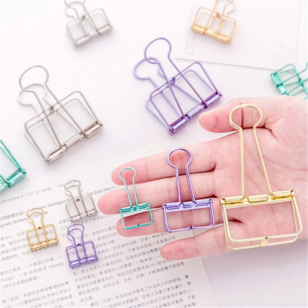 Kẹp Tài Liệu Bằng Kim Loại 3 Kích Cỡ Tiện Dụng Cho Học Sinh / Văn Phòng