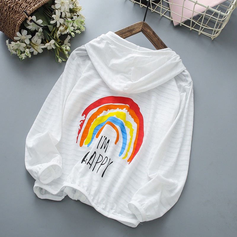 Áo Khoác Chống Nắng Bằng Vải Cotton Mỏng Thoáng Khí Có Mũ Trùm Dành Cho Trẻ Em 90-150cm