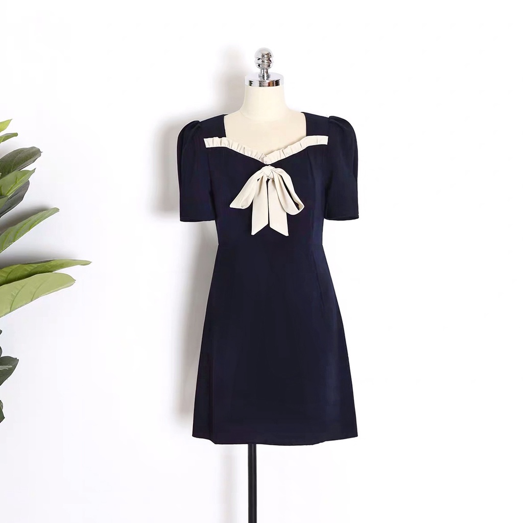 Váy chữ A tay bồng cổ nơ hàng Quảng Châu- [Tikbook Store]- Sẵn hàng kèm ảnh thật | BigBuy360 - bigbuy360.vn