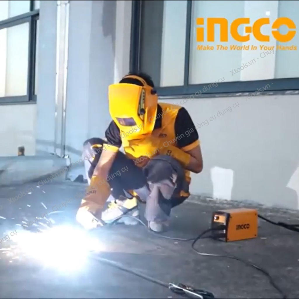 Máy hàn điện tử Inverter INGCO ING-MMA1602 máy hàn đa năng 15-160A tặng kèm 1 kềm hàn, 1 kềm max, 1 bản chải và mặt nạ