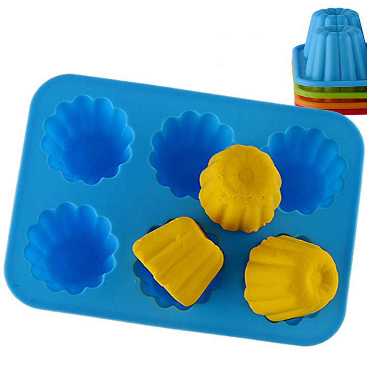HCM - Khuôn silicon làm bánh nướng muffin mini, đổ rau câu pudding 6 ô