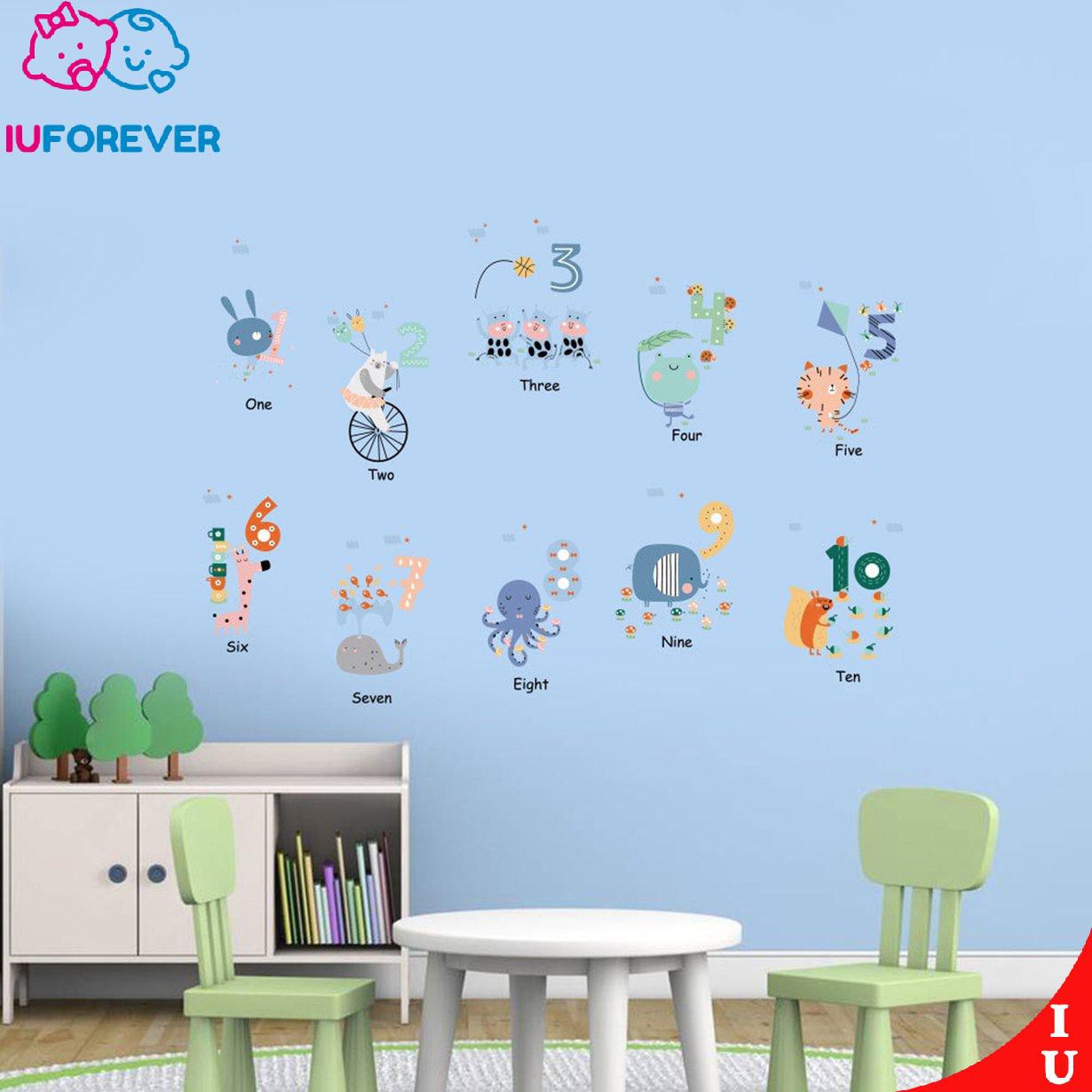 Sticker Dán Tường Họa Tiết Hình Con Số Và Động Vật Từ 1 Đến 10 Dùng Trang Trí Phòng Cho Trẻ Nhỏ