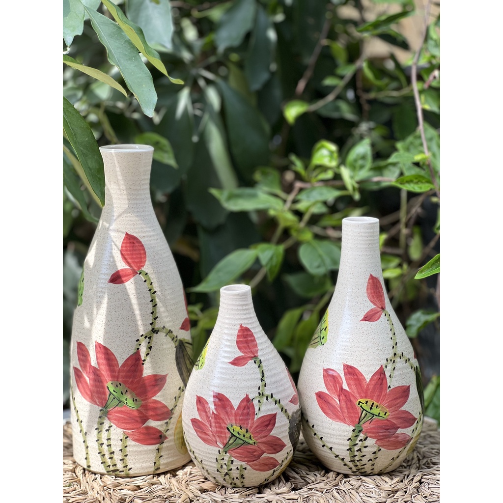 Bộ 3 bình hoa giọt nước - Set bình hoa decor trang trí