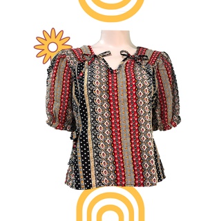 Áo Trung Niên Vải Mango Thổ Cẩm Cao Cấp 2 Nơ Cực Mát Cho Mùa Hè