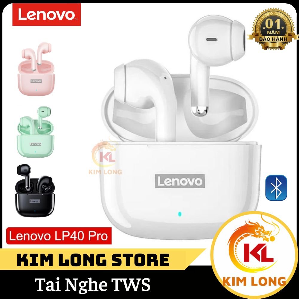 Tai nghe bluetooth Lenovo LP40 Pro bản mới 2022 không dây Bluetooth 5.1 chống thấm nước IPX5 chống ồn TWS 300mah