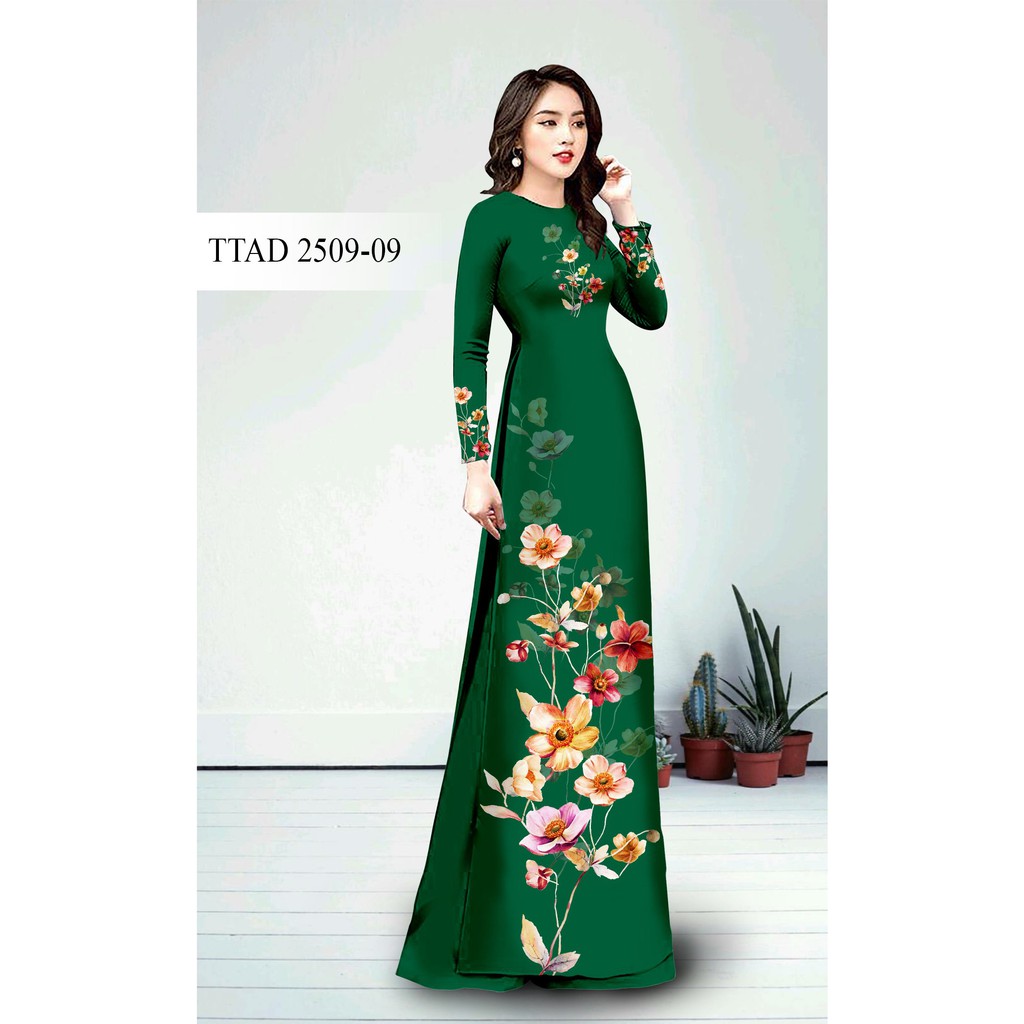 VẢI ÁO DÀI TẰM Ý, IN 3D HỌA TIẾT HOA SANG CHẢNH