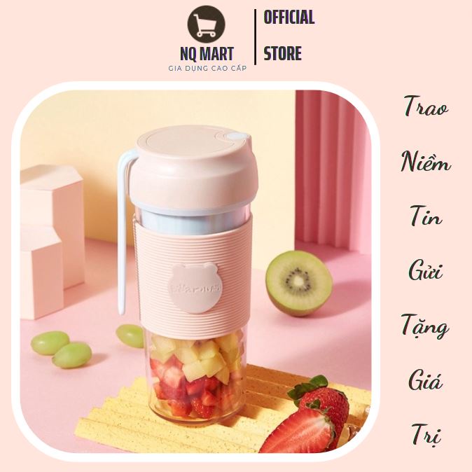 Máy Xay Sinh Tố cầm tay mini tích điện Bear LLJ-P03H1, Cốc xay sinh tố,hoa quả,cầm tay đa năng -Sạc Pin, Dung Tích 400ML