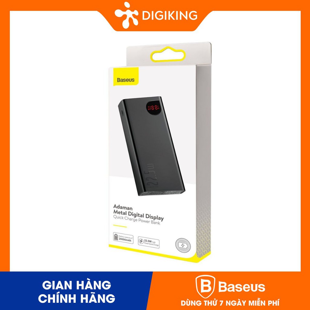 Pin dự phòng Baseus Adaman Metal Digital Display Quick Charge Power Bank 22.5W 20000mAh-PPIMDA-A0A