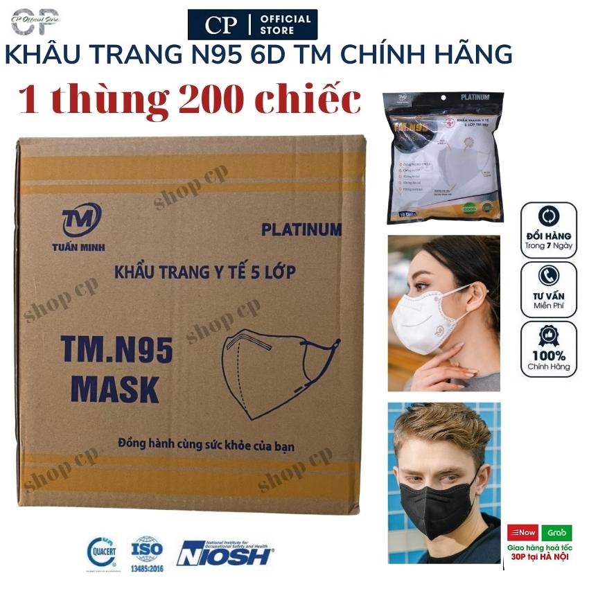 Khẩu Trang N95 6D chính hãng Tuấn Minh 1 thùng 200 chiếc dày đẹp