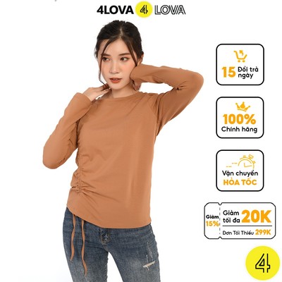 Áo thun nữ 4LOVA dài tay cổ tròn dây rút sành điệu