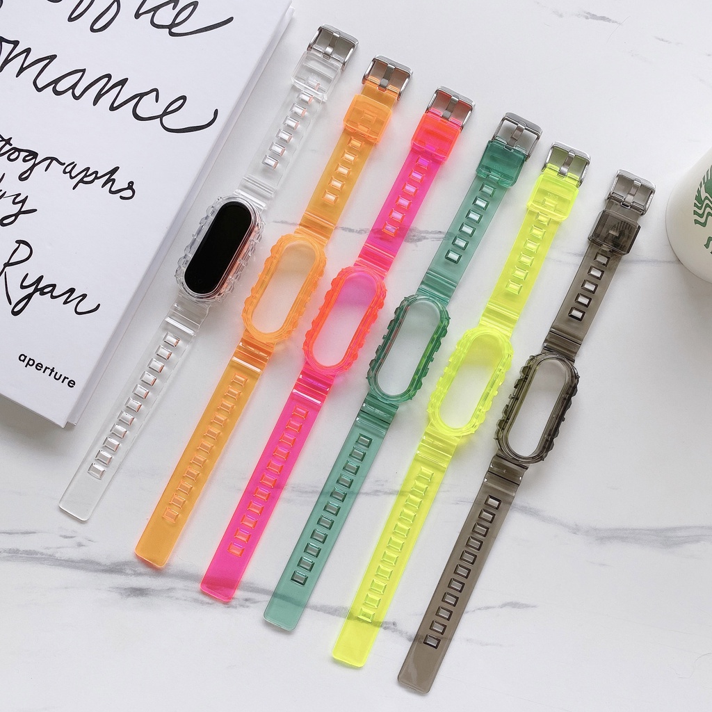 Dây Đeo Silicone Trong Suốt Cho Đồng Hồ Thông Minh Xiaomi Mi band 3 4 Miband 3 4 5 6 7