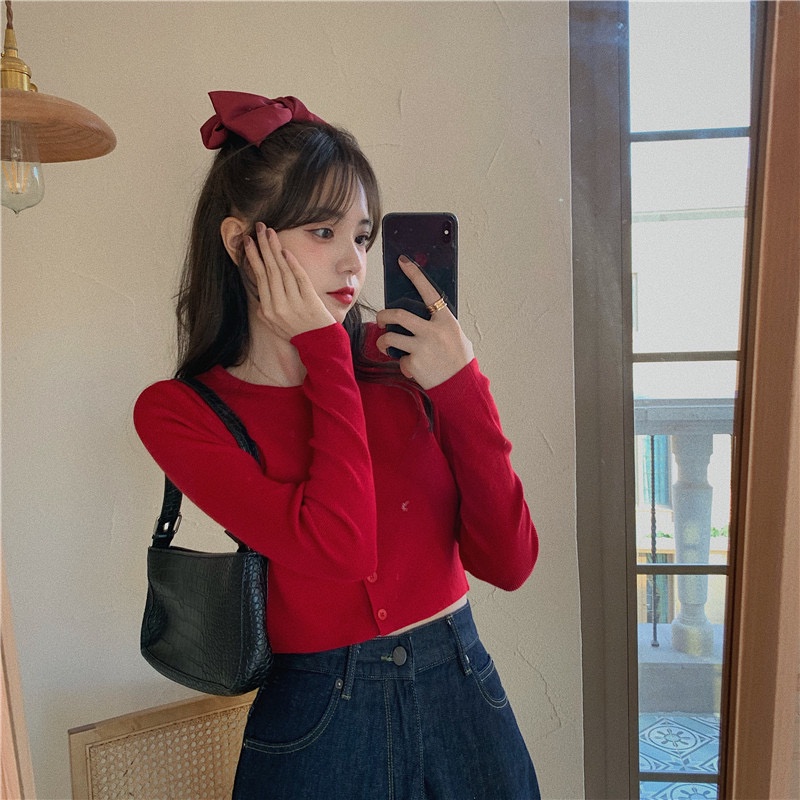 NZN Áo Khoác Cardigan Tay Dài ，áo cardigan croptop ， Dáng Rũ Với 10 Màu Tùy Chọn