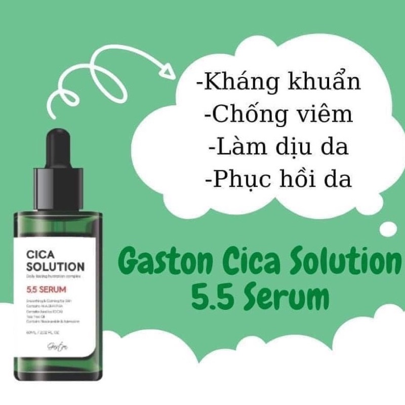 Bộ Dưỡng Da Giảm Mụn Làm Dịu Da Gaston Cica Solution Balancing Cream / 5.5 Serum / Relax Toner