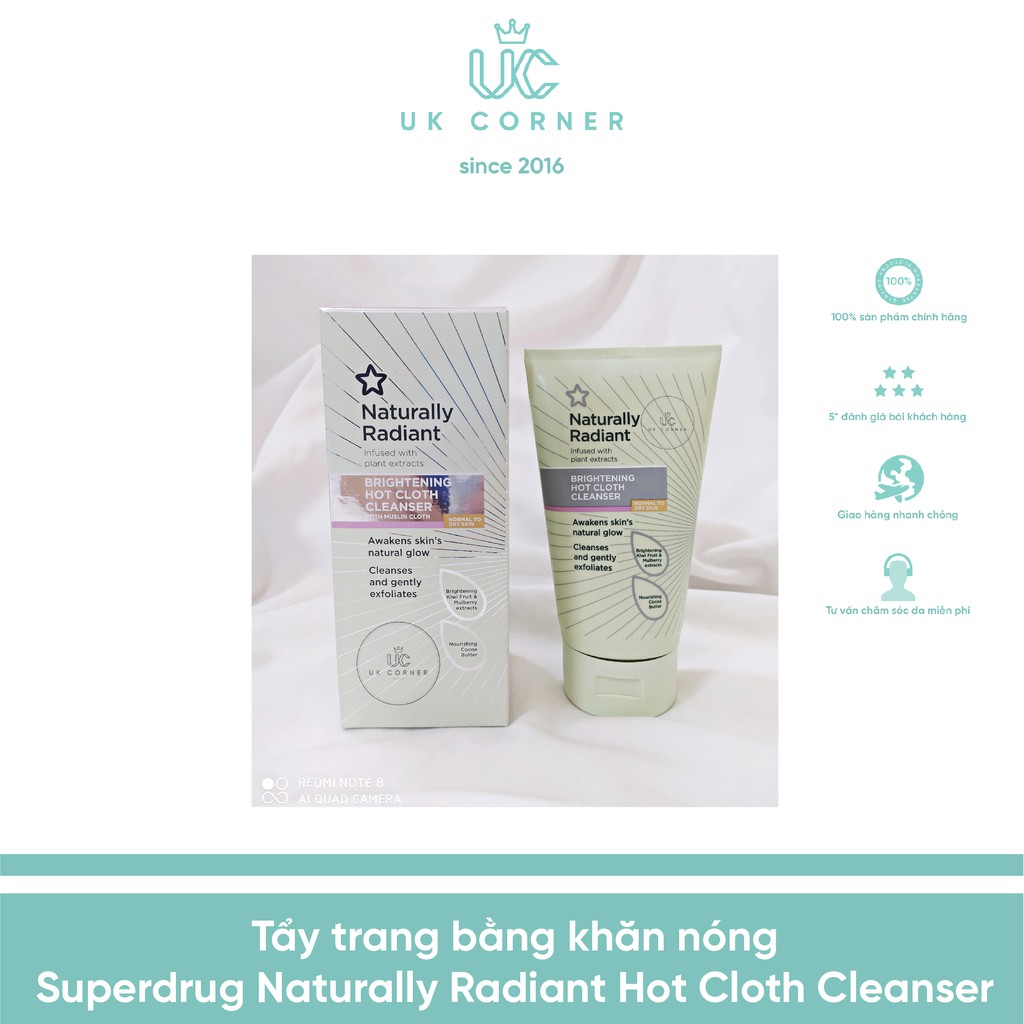 Tẩy trang bằng khăn nóng Superdrug Naturally Radiant Hot Cloth Cleanser 150ml