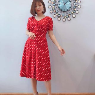Váy cho con bú ti - TKVX003 - đỏ chấm bi (kèm ảnh thật)