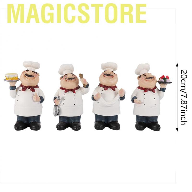 Magicstore 4 Pieces of Resin Chef Figures Ornament Statue Model Crafts Decor Bar Cafeteria Room Decoration Gift