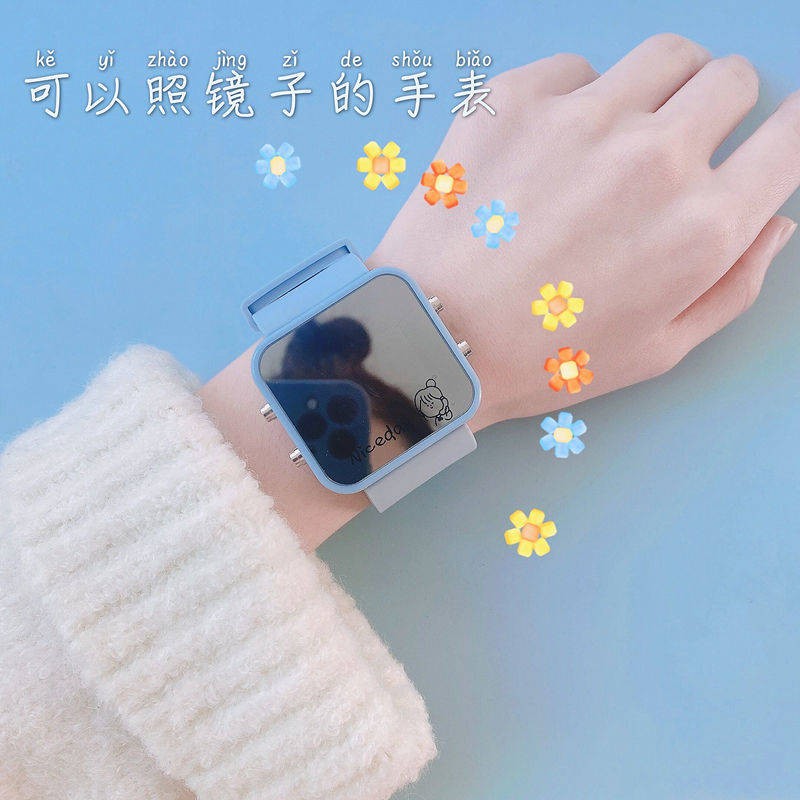 hồ đồng Đồng hồ đeo tay LED nữ Phong cách nữ Học sinh Đồng hồ điện tử Phiên bản Hàn Quốc của xu hướng thời trang đơn