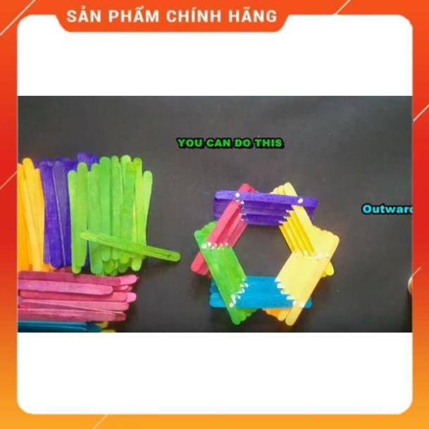 [ Bán Chạy ]  50 que kem gỗ màu 12.5cm