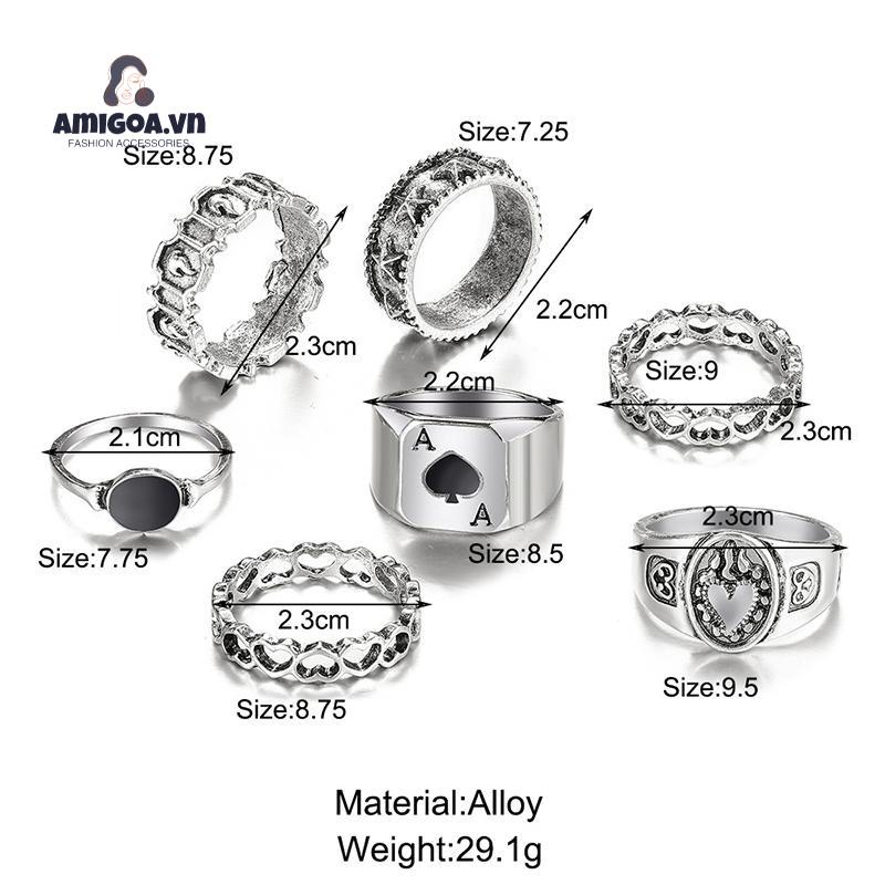 ✨✨Set 7 chiếc nhẫn đeo ngón tay phong cách Hàn Quốc cổ điển sành điệu cho nam