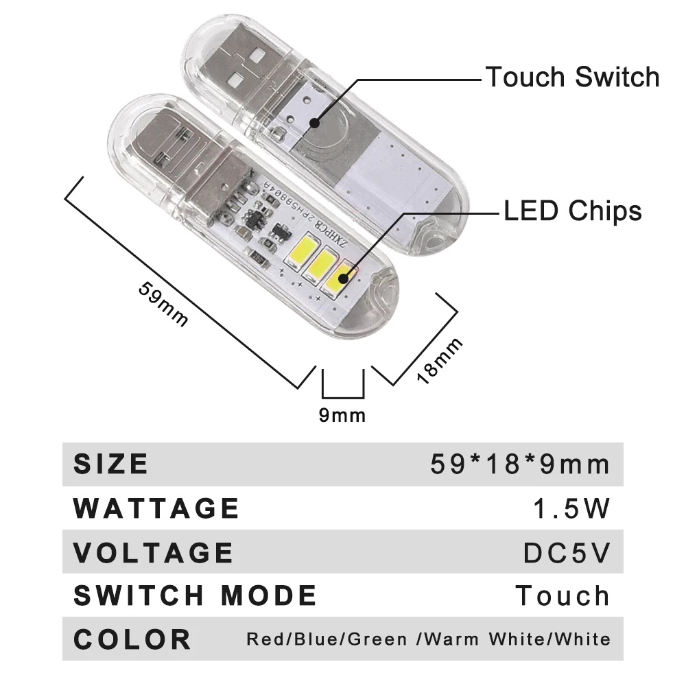 Đèn Led Usb Dc5V 1.5w Nhiều Màu Sắc Tiện Dụng Mang Theo Du Lịch Cắm Trại