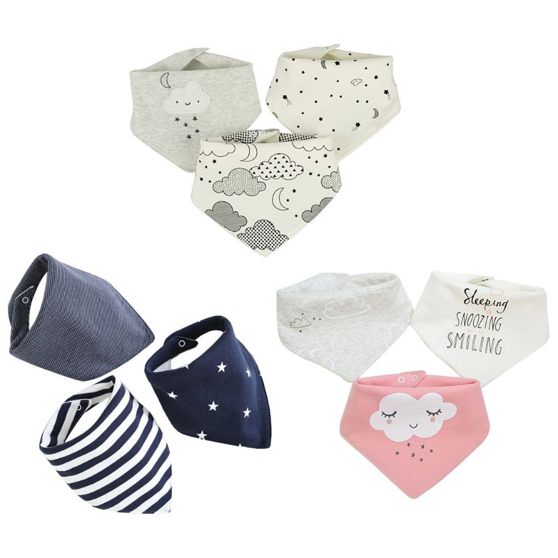 Set 3 Yếm Ăn Cotton Ba Lớp Hình Tam Giác Chống Nước Cho Bé Sơ Sinh