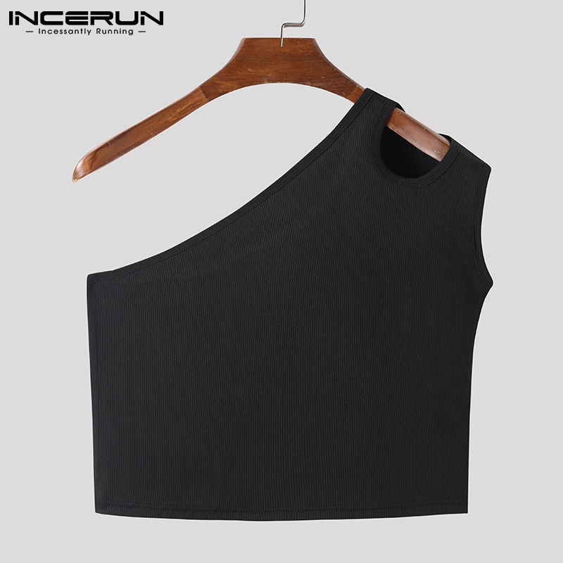 Áo thun INCERUN hở vai không tay thời trang mùa hè dành cho nam