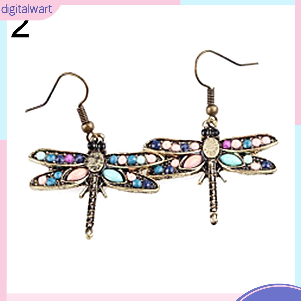 Cặp Khuyên Tai Hình Chuồn Chuồn Đính Đá Quý Nhân Tạo Sang Trọng Cá Tính Dành Cho Nữ