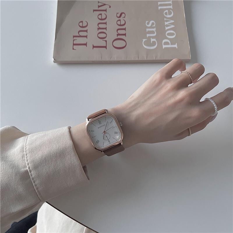 Đồng hồ nam nữ mặt vuông đẹp dây da full box thời trang Hàn Quốc - SULAUNI | BigBuy360 - bigbuy360.vn