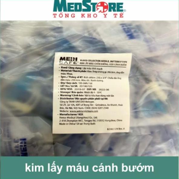 Kim bướm lấy máu chân không, loại cánh bướm (100 chiếc/túi) Medisafe