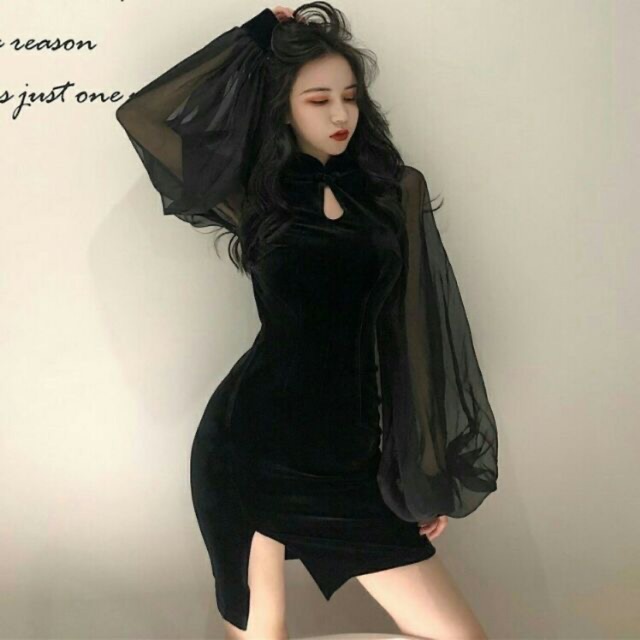 Đầm body tay phồng