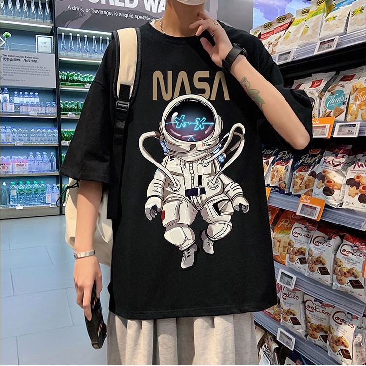 [Mẫu Mới] Áo Thun Nam Nữ Unisex Form Rộng Tay Lỡ Cổ Tròn Phối Họa Tiết Hoạt Hình In Chữ NASA zenkonu TOP NAM 178