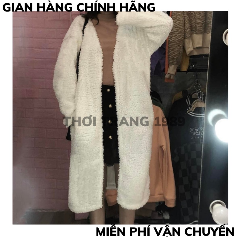 Áo lông cadigan dáng dài , Áo Khoác Đại Hàn Chống Gió, Giữ Nhiệt lông mềm mịn 1 lớp THỜI TRANG 1989